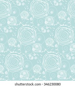 blue abstract floral pattern rose with snow