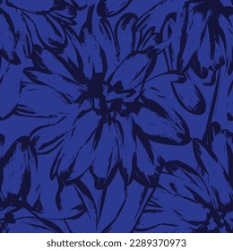 Blaues abstraktes, nahtloses Muster für Modetextilien, Grafiken, Hintergründe und Kunsthandwerk