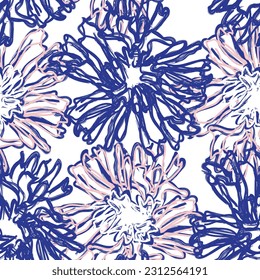 Resumen azul Diseño de patrones sin costura floral para textiles de moda, gráficos, fondos y artesanías