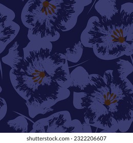 Blue Abstract Floral seamless pattern design for fashion textiles, graphics, backgrounds and crafts