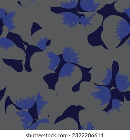 Blue Abstract Floral seamless pattern design for fashion textiles, graphics, backgrounds and crafts
