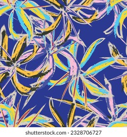 Blue Abstract Floral seamless pattern design for fashion textiles, graphics, backgrounds and crafts