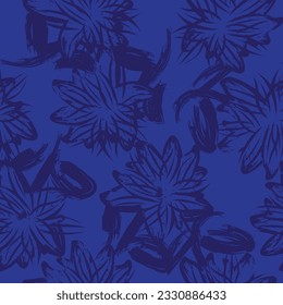 Blue Abstract Floral seamless pattern design for fashion textiles, graphics, backgrounds and crafts