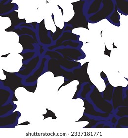 Blue Abstract Floral seamless pattern design for fashion textiles, graphics, backgrounds and crafts