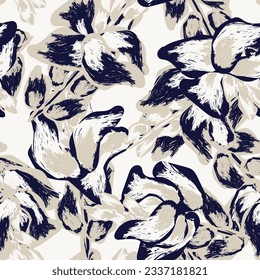 Blue Abstract Floral seamless pattern design for fashion textiles, graphics, backgrounds and crafts
