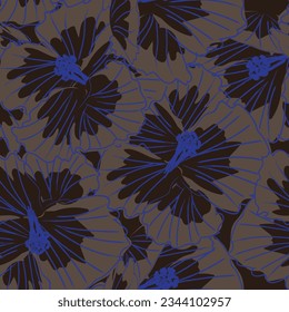 Blue Abstract Floral seamless pattern design for fashion textiles, graphics, backgrounds and crafts