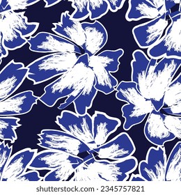Resumen azul Diseño de patrones sin costura floral para textiles de moda, gráficos, fondos y artesanías