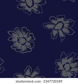 Blue Abstract Floral seamless pattern design for fashion textiles, graphics, backgrounds and crafts
