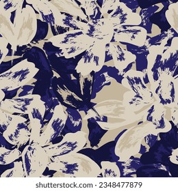 Blue Abstract Floral seamless pattern design for fashion textiles, graphics, backgrounds and crafts