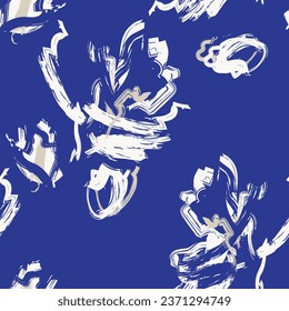 Blue Abstract Floral seamless pattern design for fashion textiles, graphics, backgrounds and crafts