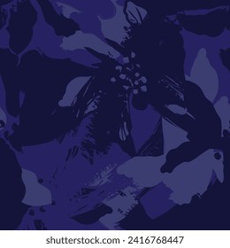 Blue Abstract Floral seamless pattern design for fashion textiles, graphics, backgrounds and crafts