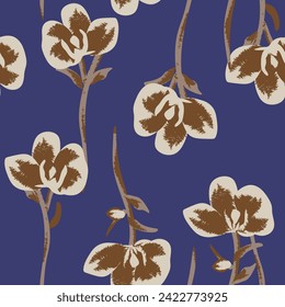 Resumen azul Diseño de patrones sin costura floral para textiles de moda, gráficos, fondos y artesanías
