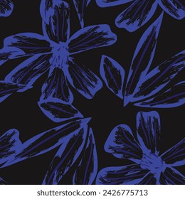 Blaues abstraktes florales nahtloses Muster-Design für Modetextilien, Grafiken, Hintergründe und Kunsthandwerk