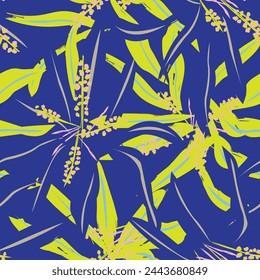 Blue Abstract Floral seamless pattern design for fashion textiles, graphics, backgrounds and crafts