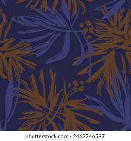 Blue Abstract Floral seamless pattern design for fashion textiles, graphics, backgrounds and crafts