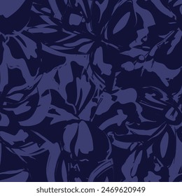 Blue Abstract Floral seamless pattern design for fashion textiles, graphics, backgrounds and crafts