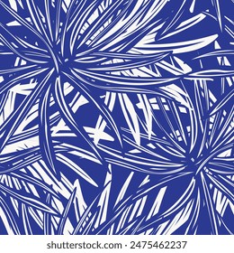 Blue Abstract Floral seamless pattern design for fashion textiles, graphics, backgrounds and crafts