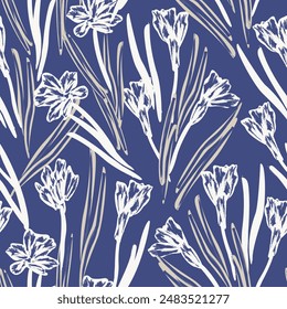 Blue Abstract Floral seamless pattern design for fashion textiles, graphics, backgrounds and crafts