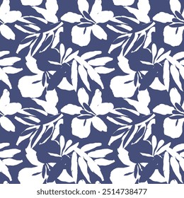 Azul Abstrato Floral design de padrão sem costura para têxteis de moda, gráficos, fundos e artesanato