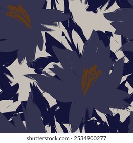 Blue Abstract Floral seamless pattern design for fashion textiles, graphics, backgrounds and crafts