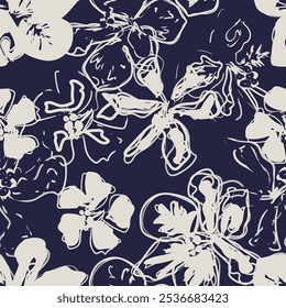 Blue Abstract Floral seamless pattern design for fashion textiles, graphics, backgrounds and crafts