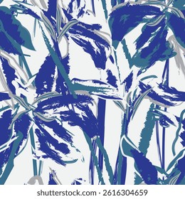 Blue Abstract Floral seamless pattern design for fashion textiles, graphics, backgrounds and crafts
