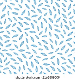 Blue abstract flower leaves seamless pattern.