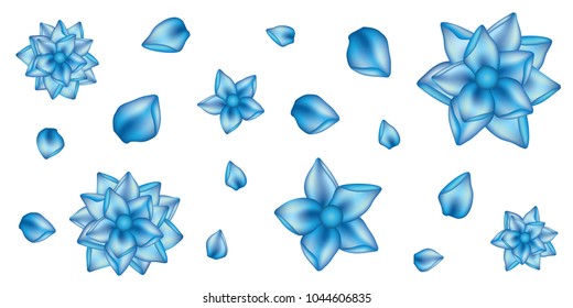 Blue abstract flower pattern seamless on white background vector and illustration