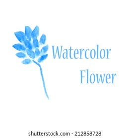 Blue abstract flower. Watercolor floral illustration. Floral decorative element. Vector floral background.