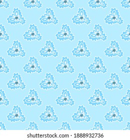 Blue abstract flowers on a blue background.The pattern is interesting for decor, wallpaper, background, packaging paper, textiles, fabric.