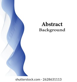 Blue Abstract Flowing Shape on White Minimal Background