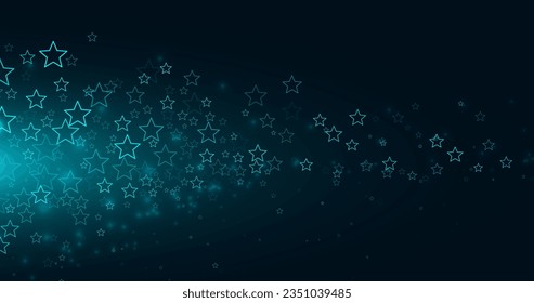 Blue Abstract flowing Stars Vector HD background. Elegant Star Trail on dark Background - Meteoroid, Comet, Asteroid, Stars. Stock vector illustration