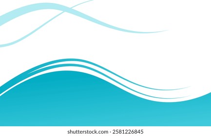 Blue Abstract With Flowing Waves on Minimalist Background. Depicting a minimalist abstract design featuring flowing blue curves against a light background, conveying fluidity and calm.