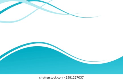 Blue Abstract With Flowing Waves on Minimalist Background. Depicting a minimalist abstract design featuring flowing blue curves against a light background, conveying fluidity and calm.