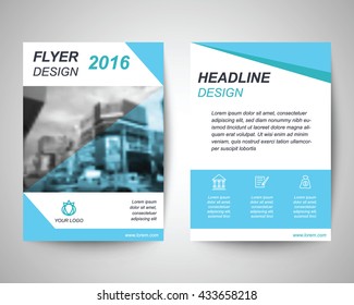 blue abstract flyer with japan city bcakground layout template, brochure background, leaflet with cover, vector design in a4 size for business annual report