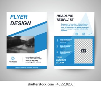 blue abstract flyer layout template, brochure background, leaflet with cover, vector design in a4 size for business annual report