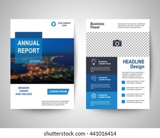 blue abstract flyer layout template, brochure background, leaflet with cover, vector design in a4 size for business annual report