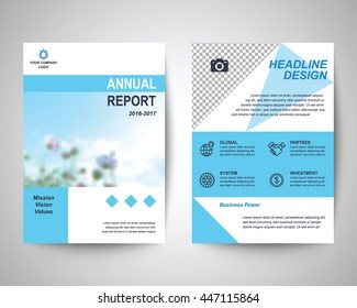 blue abstract flyer layout template, brochure background, leaflet with cover, vector design in a4 size for business annual report