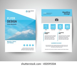 blue abstract flyer layout template, brochure background, leaflet with cover, vector design in a4 size for business annual report