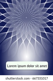 Blue abstract flyer template. Poster with star shape on dark blue background, leaflet or cover design with place for own text