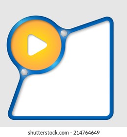 blue abstract frame with screws and play symbol