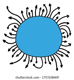 Blue abstract frame for text with many arrows.