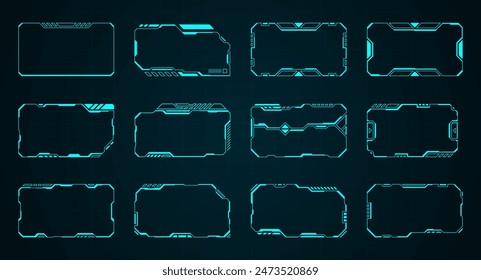 Blue abstract frames technology futuristic interface hud vector design for ui games.