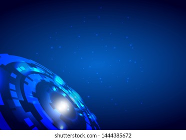 Blue abstract futuristic electronic circle technology background concept, vector illustration