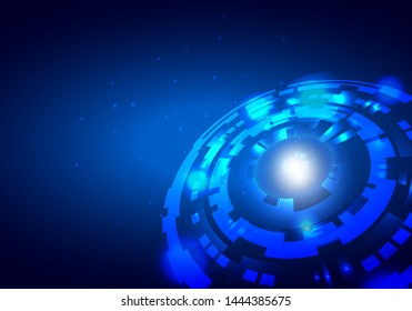Blue abstract futuristic electronic circle technology background concept, vector illustration