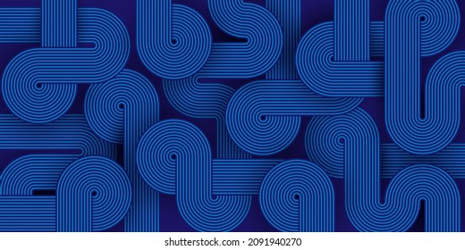 Blue abstract geometric background. Backdrop with geometric shapes. Banner with circles and lines. Vector illustration. Modern design card, wallpaper, flyer, poster. Stock.