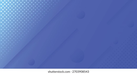El diseño de fondo geométrico abstracto azul presenta un gradiente dinámico con círculos, líneas diagonales y un moderno patrón de puntos de semitonos