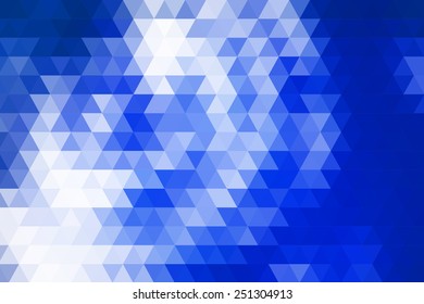 Blue abstract geometric background formed with triangles in rows.