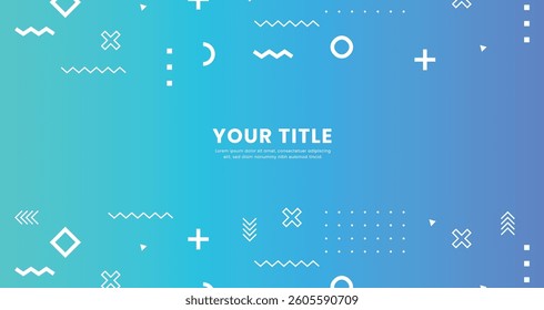 Blue abstract geometric background with gradient colors and memphis shapes