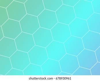Blue abstract geometric background with hexagon shapes. Vector template brochure design